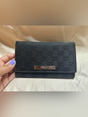 Gucci Black Monogram Canvas Wallet